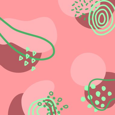 Minimalist soyut sanat koleksiyonu şekillendirir. Pastel renkli karalama demeti moda tasarımı, yaz sezonu veya doğal konsept için. Modern el çizimi bitki yaprağı ve tropik şekil dekorasyon seti.