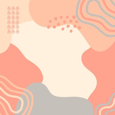 Minimalist soyut sanat koleksiyonu şekillendirir. Pastel renkli karalama demeti moda tasarımı, yaz sezonu veya doğal konsept için. Modern el çizimi bitki yaprağı ve tropik şekil dekorasyon seti.