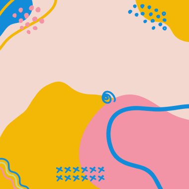 Minimalist soyut sanat koleksiyonu şekillendirir. Pastel renkli karalama demeti moda tasarımı, yaz sezonu veya doğal konsept için. Modern el çizimi bitki yaprağı ve tropik şekil dekorasyon seti.