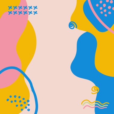 Minimalist soyut sanat koleksiyonu şekillendirir. Pastel renkli karalama demeti moda tasarımı, yaz sezonu veya doğal konsept için. Modern el çizimi bitki yaprağı ve tropik şekil dekorasyon seti.