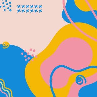 Minimalist soyut sanat koleksiyonu şekillendirir. Pastel renkli karalama demeti moda tasarımı, yaz sezonu veya doğal konsept için. Modern el çizimi bitki yaprağı ve tropik şekil dekorasyon seti.