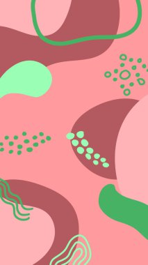 Minimalist soyut sanat koleksiyonu şekillendirir. Pastel renkli karalama demeti moda tasarımı, yaz sezonu veya doğal konsept için. Modern el çizimi bitki yaprağı ve tropik şekil dekorasyon seti.