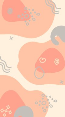 Minimalist soyut sanat koleksiyonu şekillendirir. Pastel renkli karalama demeti moda tasarımı, yaz sezonu veya doğal konsept için. Modern el çizimi bitki yaprağı ve tropik şekil dekorasyon seti.