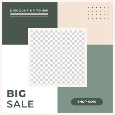 Sosyal medya şablonu için modern indirimli pankartlar. Yıl sonu indirimi, Kara Cuma, yaz indirimi, sezon indirimi afiş tasarımı. Vektör illüstrasyonu.