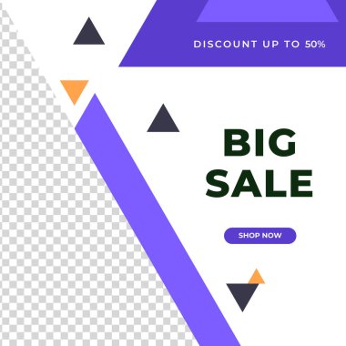 Sosyal medya şablonu, web sayfası, cep telefonu için dinamik modern geometrik satış afişi. Satış afişi tasarım özel teklif seti. Vektör illüstrasyonu