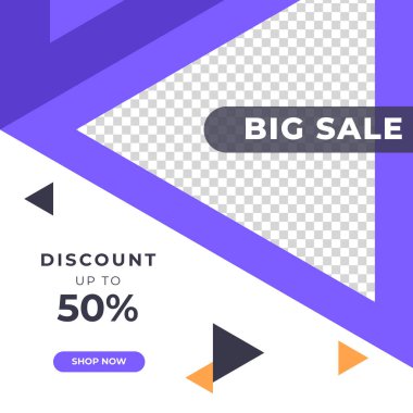 Sosyal medya şablonu, web sayfası, cep telefonu için dinamik modern geometrik satış afişi. Satış afişi tasarım özel teklif seti. Vektör illüstrasyonu