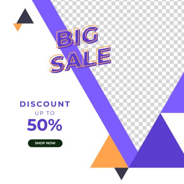 Sosyal medya şablonu, web sayfası, cep telefonu için dinamik modern geometrik satış afişi. Satış afişi tasarım özel teklif seti. Vektör illüstrasyonu