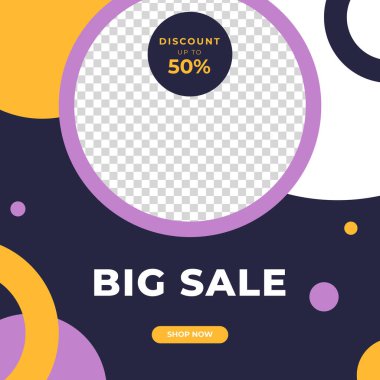 Sosyal medya şablonu, web sayfası, cep telefonu için dinamik modern geometrik satış afişi. Satış afişi tasarım özel teklif seti. Vektör illüstrasyonu