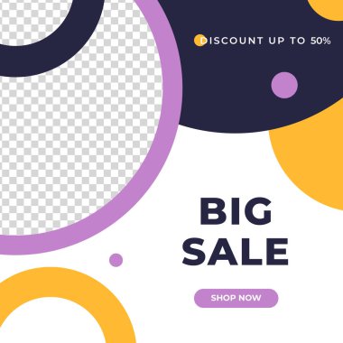 Sosyal medya şablonu, web sayfası, cep telefonu için dinamik modern geometrik satış afişi. Satış afişi tasarım özel teklif seti. Vektör illüstrasyonu