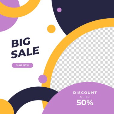 Sosyal medya şablonu, web sayfası, cep telefonu için dinamik modern geometrik satış afişi. Satış afişi tasarım özel teklif seti. Vektör illüstrasyonu