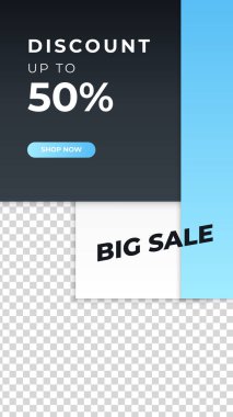 Sancak satışı, sunum, ilan, poster, davetiye için hikaye şablonu ayarlandı. Mobil uygulama için ekran arka planı. Instagram hikayesi maketi.