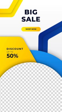 Sancak satışı, sunum, ilan, poster, davetiye için hikaye şablonu ayarlandı. Mobil uygulama için ekran arka planı. Instagram hikayesi maketi.