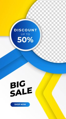 Sancak satışı, sunum, ilan, poster, davetiye için hikaye şablonu ayarlandı. Mobil uygulama için ekran arka planı. Instagram hikayesi maketi.