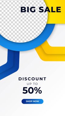 Sancak satışı, sunum, ilan, poster, davetiye için hikaye şablonu ayarlandı. Mobil uygulama için ekran arka planı. Instagram hikayesi maketi.