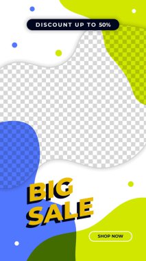 Satış promosyon web sitesi afiş şablonları. Sosyal medya afişleri. Satış ve İndirimli Teklif İlanları. Sosyal ağlar ve vektör illüstrasyonları için modaya uygun bir şablon. Fotoğraf okuluyla tasarım.