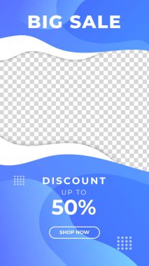 Satış promosyon web sitesi afiş şablonları. Sosyal medya afişleri. Satış ve İndirimli Teklif İlanları. Sosyal ağlar ve vektör illüstrasyonları için modaya uygun bir şablon. Fotoğraf okuluyla tasarım.