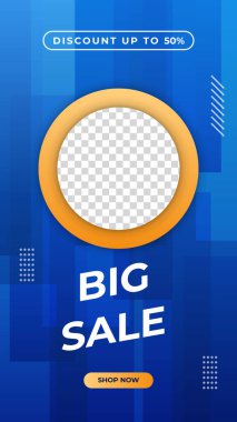 Satış promosyon web sitesi afiş şablonları. Sosyal medya afişleri. Satış ve İndirimli Teklif İlanları. Sosyal ağlar ve vektör illüstrasyonları için modaya uygun bir şablon. Fotoğraf okuluyla tasarım.