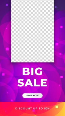 Sosyal medya şablonu için modern indirimli pankartlar. Yıl sonu indirimi, Kara Cuma, yaz indirimi, sezon indirimi afiş tasarımı. Vektör illüstrasyonu.