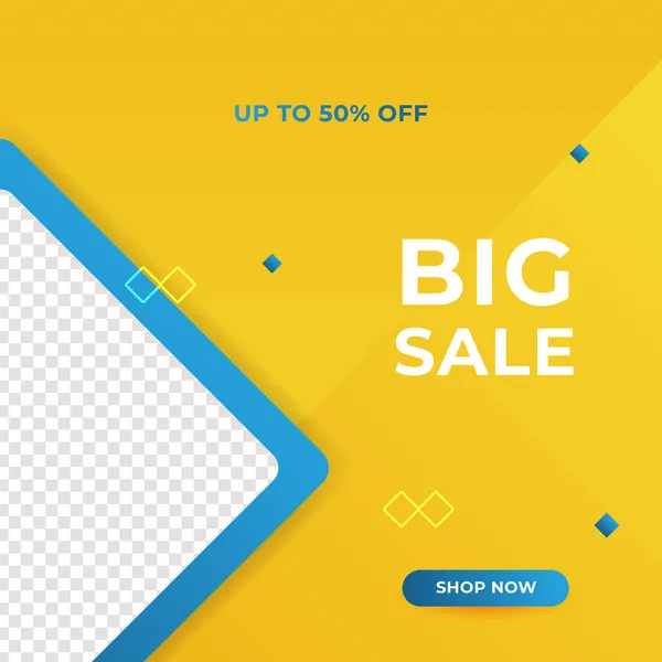 Sale Discount Template Design Banner Background Photo College Square Template — Stock Vector