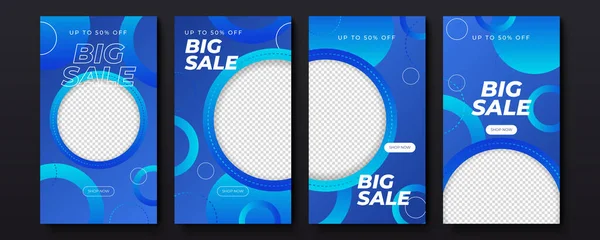 Modré Příběhy Vektorové Ilustrace Prodej Banner Šablony Design Velký Prodej — Stockový vektor