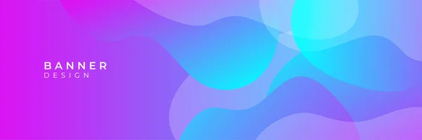 Abstraktes Wellenförmiges Breites Geometrisches Bannerdesign Rosa Und Blauem Farbverlauf — Stockvektor