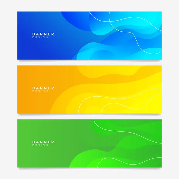 Abstrato Azul Verde Laranja Banner Design Web Template Set Banner — Vetor de Stock