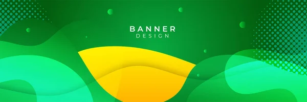 Grün Gelbes Banner Hintergrund Abstraktes Geometrisches Design Banner Web Vorlage — Stockvektor