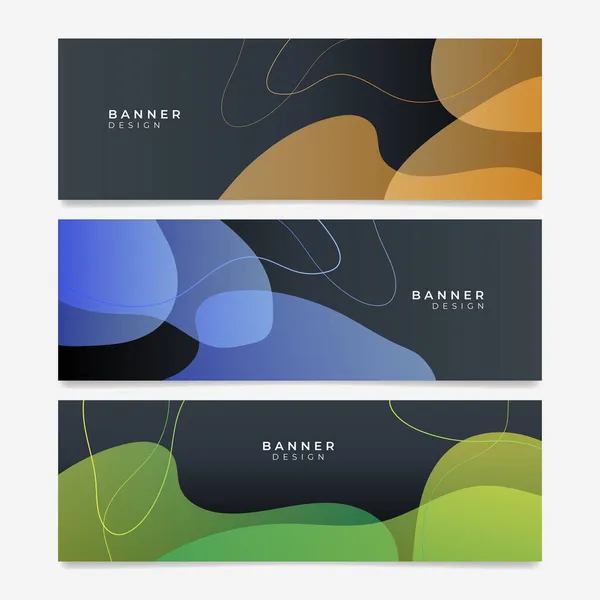 Bannière Web Colorée Avec Des Formes Ondulées Géométriques Collection Bannières — Image vectorielle