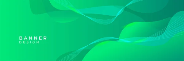 Banner Geométrico Verde Moderno Con Diseño Líneas Onda Abstracta — Vector de stock