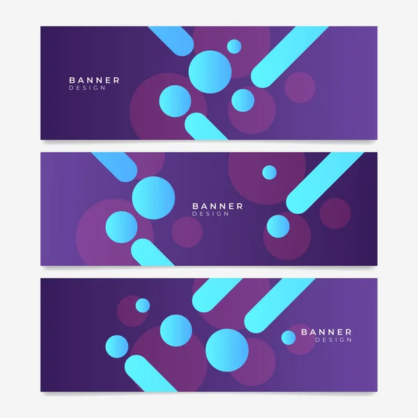Colorful Web Banner Geometric Collection Horizontal Promotion Banners Vivid Vibrant — Stock Vector