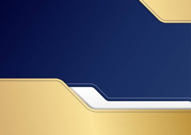 Modern koyu mavi ve altın soyut arka plan. Soyut çokgen desenli lüks koyu mavi ve altın rengi. Koyu lacivert ve altın rengi geometrik çizgiler ve arka plan. Sunum, afiş, kapak için tasarım.