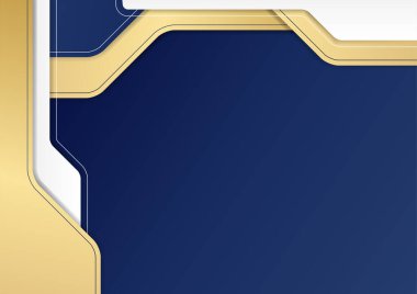 Modern koyu mavi ve altın soyut arka plan. Soyut çokgen desenli lüks koyu mavi ve altın rengi. Koyu lacivert ve altın rengi geometrik çizgiler ve arka plan. Sunum, afiş, kapak için tasarım.