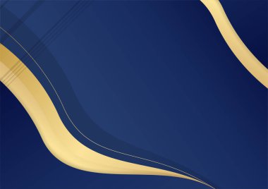 Modern koyu mavi ve altın soyut arka plan. Soyut çokgen desenli lüks koyu mavi ve altın rengi. Koyu lacivert ve altın rengi geometrik çizgiler ve arka plan. Sunum, afiş, kapak için tasarım.