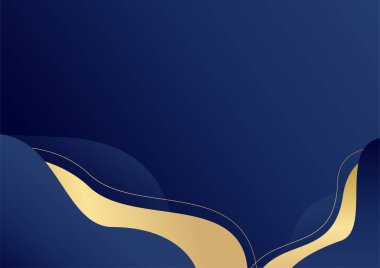 Modern koyu mavi ve altın soyut arka plan. Soyut çokgen desenli lüks koyu mavi ve altın rengi. Koyu lacivert ve altın rengi geometrik çizgiler ve arka plan. Sunum, afiş, kapak için tasarım.