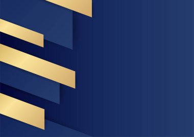 Modern koyu mavi ve altın soyut arka plan. Soyut çokgen desenli lüks koyu mavi ve altın rengi. Koyu lacivert ve altın rengi geometrik çizgiler ve arka plan. Sunum, afiş, kapak için tasarım.