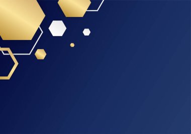 Modern koyu mavi ve altın soyut arka plan. Soyut çokgen desenli lüks koyu mavi ve altın rengi. Koyu lacivert ve altın rengi geometrik çizgiler ve arka plan. Sunum, afiş, kapak için tasarım.