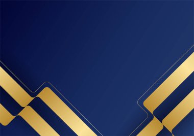 Modern koyu mavi ve altın soyut arka plan. Soyut çokgen desenli lüks koyu mavi ve altın rengi. Koyu lacivert ve altın rengi geometrik çizgiler ve arka plan. Sunum, afiş, kapak için tasarım.