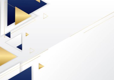 Soyut altın mavisi geometrik ve çizgi arkaplan. Lüks şablonları ve altın ışıklı çizgileri olan soyut koyu mavi prim arka plan. Sunum paneli için modern vektör şablonu