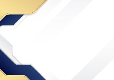 Soyut altın mavisi geometrik ve çizgi arkaplan. Lüks şablonları ve altın ışıklı çizgileri olan soyut koyu mavi prim arka plan. Sunum paneli için modern vektör şablonu