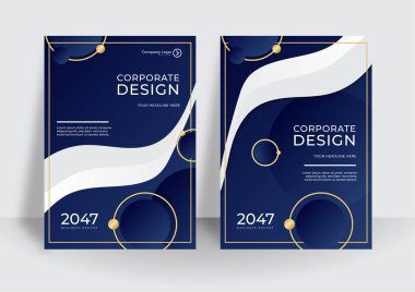 Modern mavi vektör düzeni şirket kapağı tasarım şablonları broşür, dergi, broşür, broşür, broşür, broşür, yıllık rapor. Teknoloji, bilim, gelecek kavramı soyut fütüristik altyapılar.