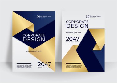 Yaratıcı altın mavisi minimalist kapaklar, şablonlar, posterler, afişler, broşürler, afişler, el ilanları ve benzerleri. Dalgalı çizgileri olan soyut geometrik çizgili arka planlar. Zarif moda tasarımı