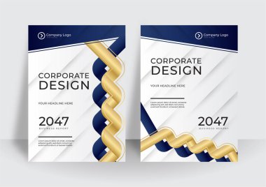 Yaratıcı altın mavisi minimalist kapaklar, şablonlar, posterler, afişler, broşürler, afişler, el ilanları ve benzerleri. Dalgalı çizgileri olan soyut geometrik çizgili arka planlar. Zarif moda tasarımı