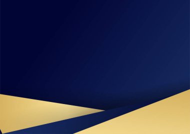 Soyut mavi ve altın sarısı iplikli beyaz arka plan. Soyut çokgen desenli lüks altın rengi koyu mavi.