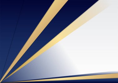 Soyut mavi ve altın sarısı iplikli beyaz arka plan. Soyut çokgen desenli lüks altın rengi koyu mavi.