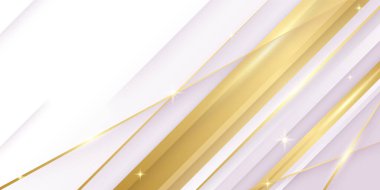 Altın iplikler, dalgalar ve çizgilerle soyut beyaz ve altın arkaplan. Tebrik kartı, menü, sosyal medya şablonu, broşür, kapak, kartvizit ve sunum tasarımı için tasarım.