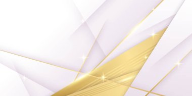 Altın iplikler, dalgalar ve çizgilerle soyut beyaz ve altın arkaplan. Tebrik kartı, menü, sosyal medya şablonu, broşür, kapak, kartvizit ve sunum tasarımı için tasarım.