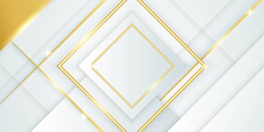 Altın iplikler, dalgalar ve çizgilerle soyut beyaz ve altın arkaplan. Tebrik kartı, menü, sosyal medya şablonu, broşür, kapak, kartvizit ve sunum tasarımı için tasarım.