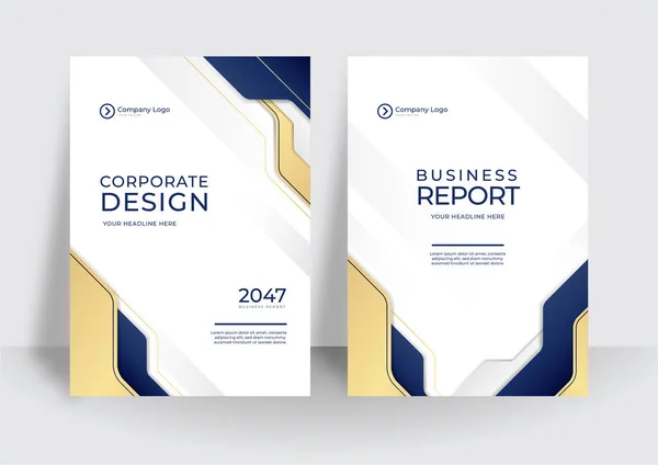 Modern Blue Gold Business Cover Template Brochure Annual Report Flyer — Stock Vector