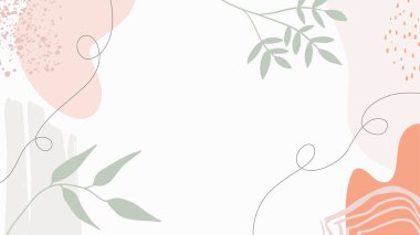 Soyut pembe çiçekli yumuşak renkli arka plan, kabarcık, sıvı, çiçek, dalga, çizgi ve pastel renkle çizilmiş. Yaratıcı, modaya uygun, organik şekiller