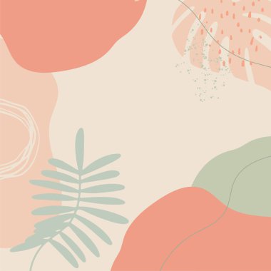 Soyut pembe çiçekli yumuşak renkli arka plan, kabarcık, sıvı, çiçek, dalga, çizgi ve pastel renkle çizilmiş. Yaratıcı, modaya uygun, organik şekiller